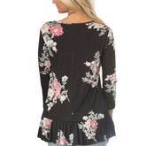 Kaamastra Fabulous Ruffled Trim Three Quarter Sleeves Top